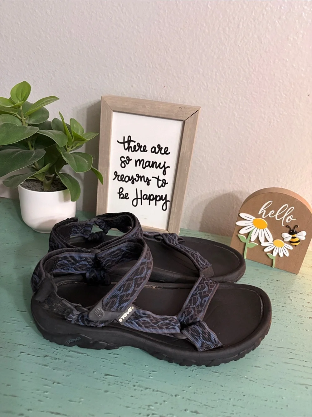 Teva Mens Black and Blue Strappy Sandals